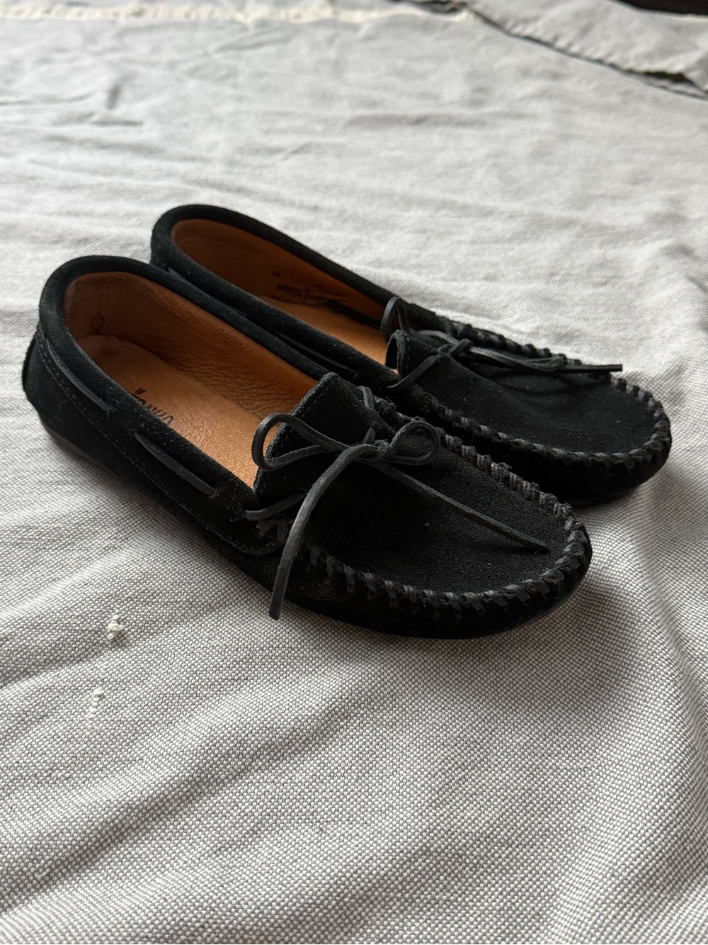 Minnetonka Black Suede Moccasin Loafers